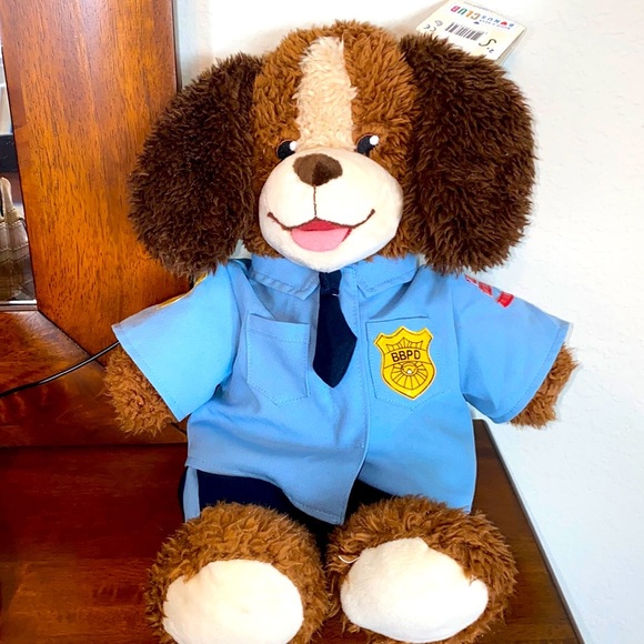 Build A Bear Workshop Playful Brown Pup with Police Outfit - Picture 1 of 12
